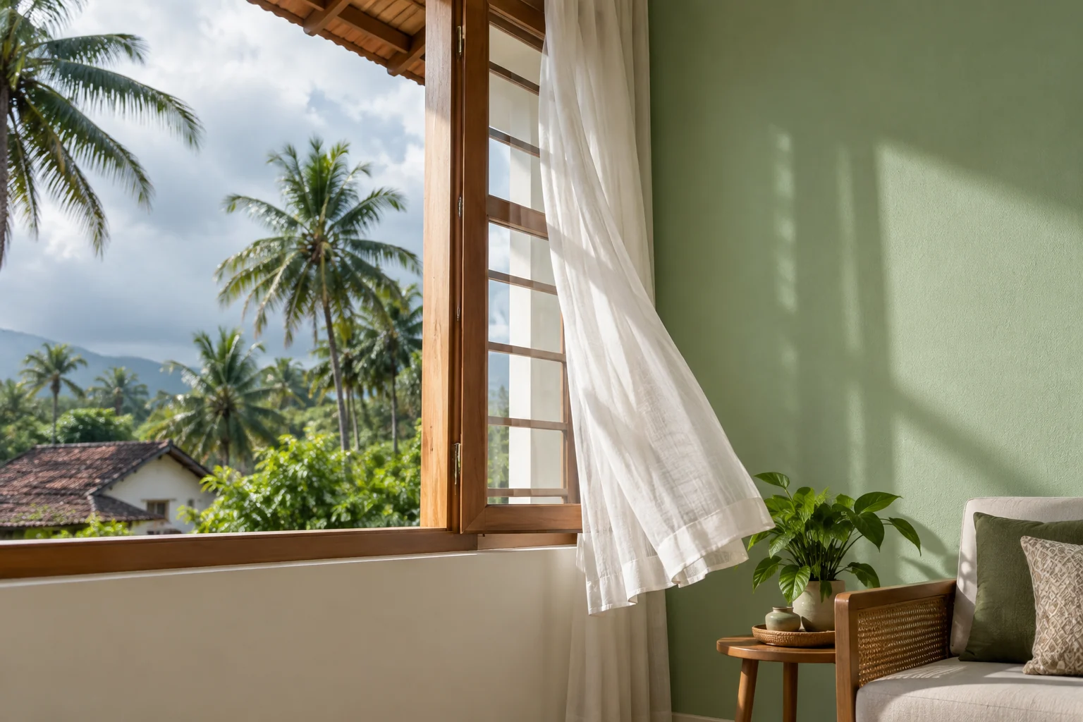Eco-friendly composition &mdash; rolling the low-odour emulsion onto an exterior wall