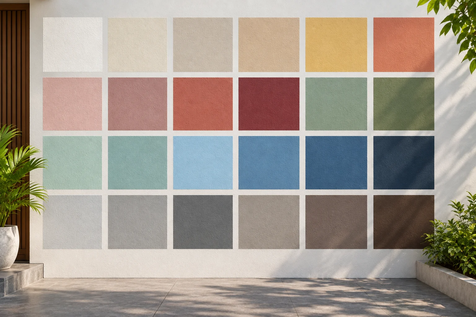 Wide range of colours — the Turbolux shade range set out on a wall
