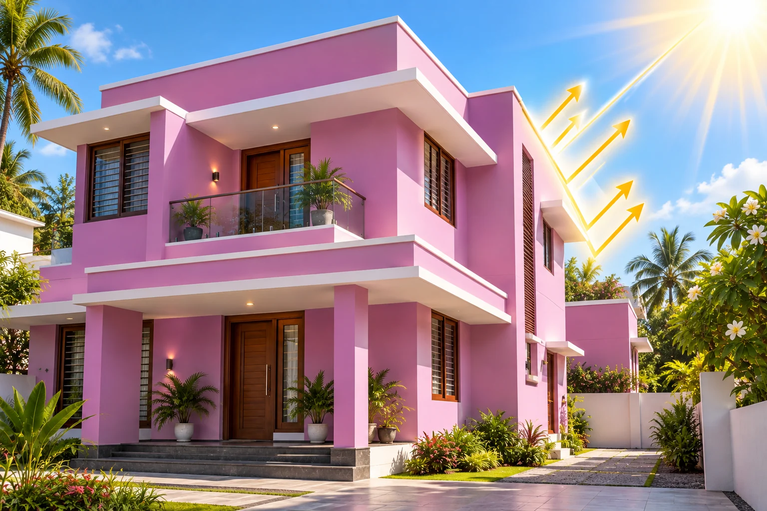 Durable finish — a finished exterior holding its colour under hard sun