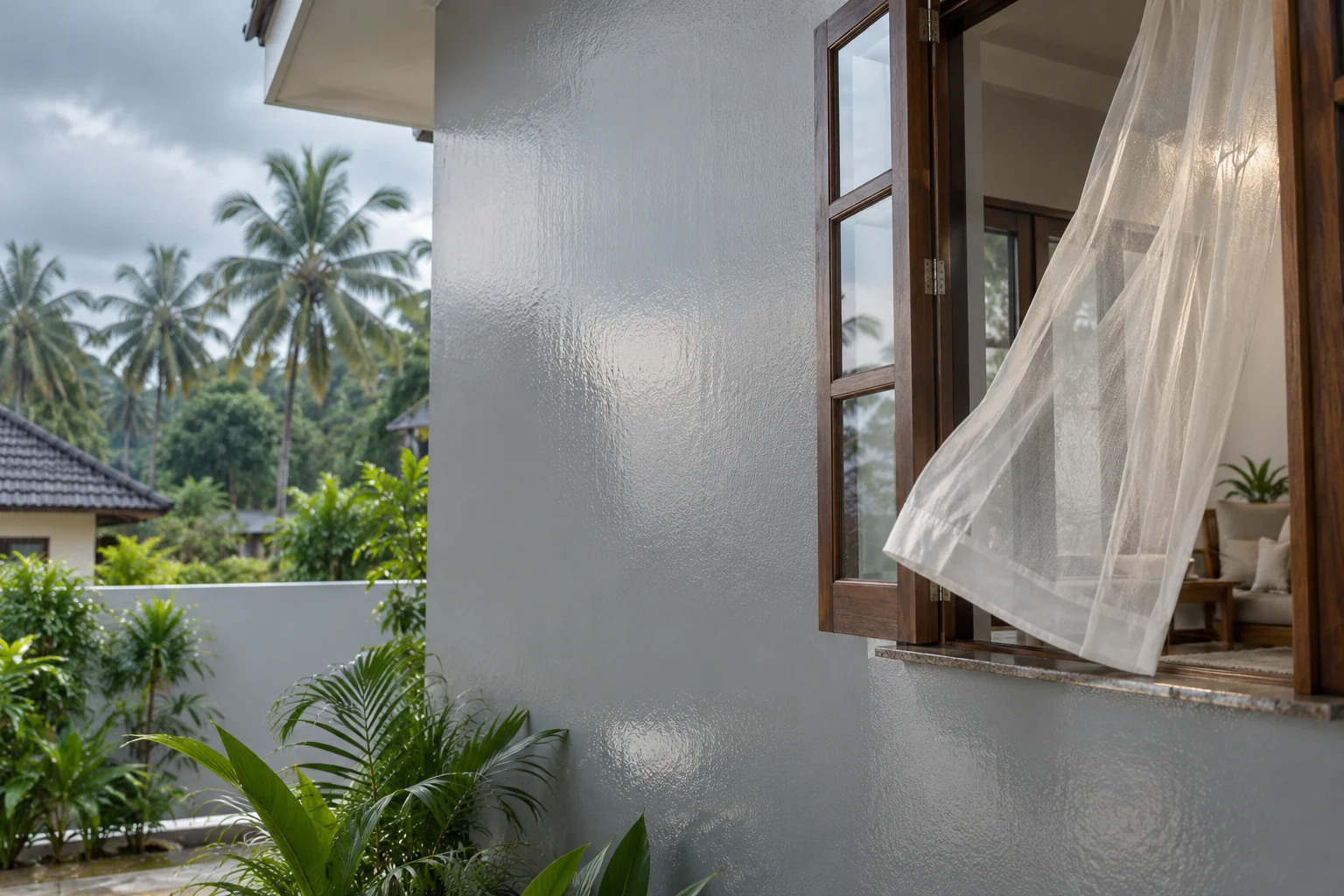 Quick drying &mdash; a grey gloss wall finished and back in use