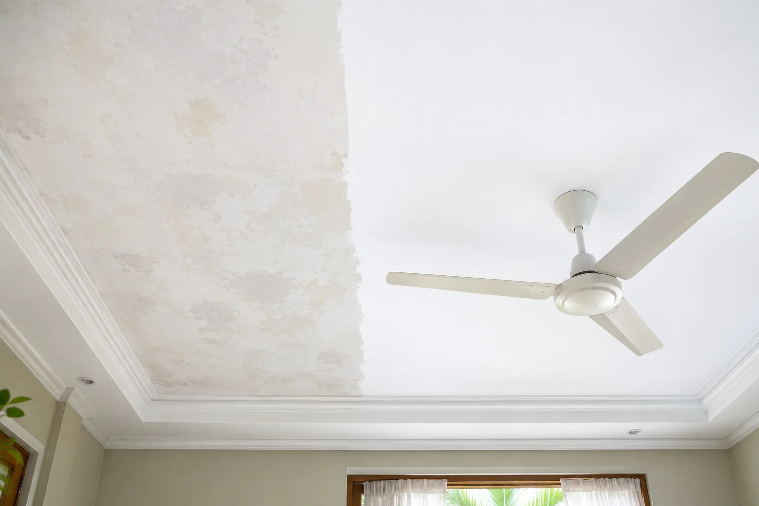 Extra brightness &mdash; the finished ceiling lifting the light in the room