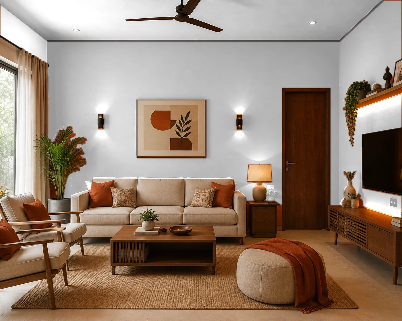 Living room painted in Kanchenjunga Frost